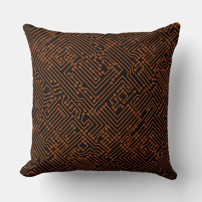 Coussin Circuitrie - Orange en blanc (Recto)
