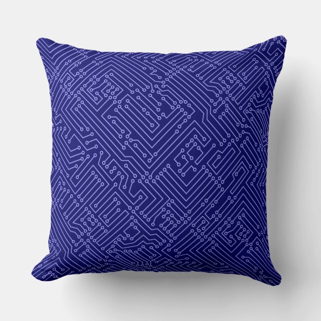 Coussin Circuitrie - Pastel Blue sur Deep Navy (Recto)