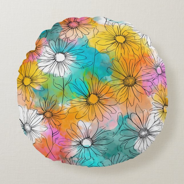 Coussin circulaire à Motif à fleurs mûr (Devant)