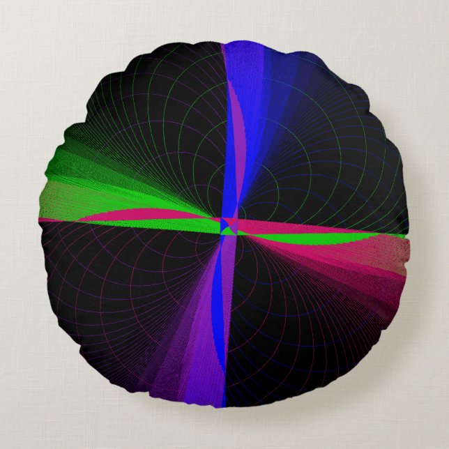 Coussin circulaire géométrique à quatre voies (Devant)