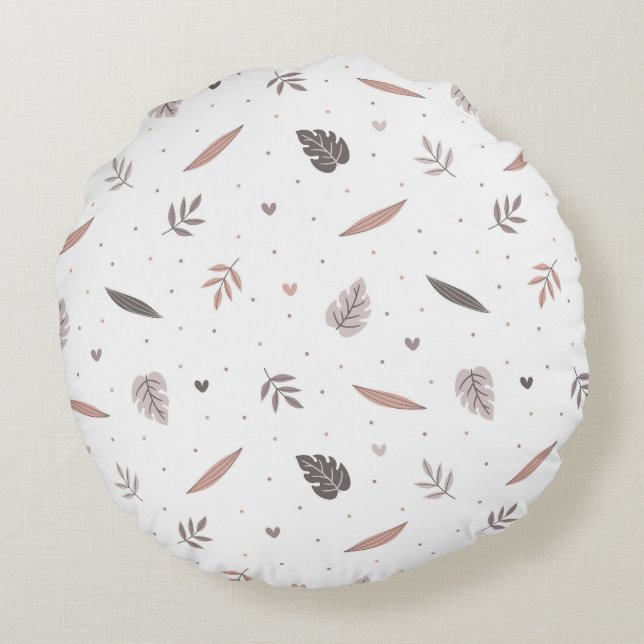 Coussin circulaire minimaliste Feuille Motif (Dos)