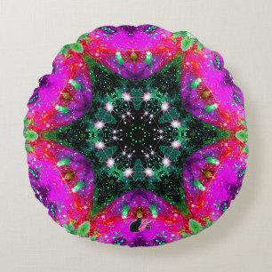 Coussin circulaire Stellar Kaleid céleste