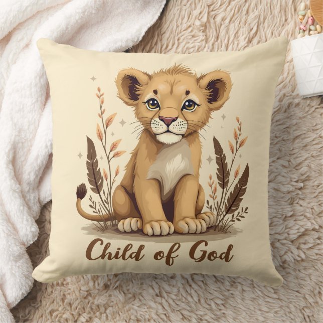 Coussin Citation adorable Lion Cub Christian Art Faith (Couverture)