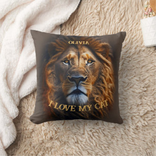 Coussin Citation amusante "I Love My Cat" Nom personnalisé