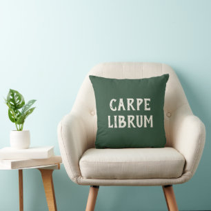 Coussin Citation amusante pour amateur de livres Carpe Lib