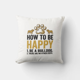 Coussin Citation Bulldog heureux Gravure vintage Amoureux