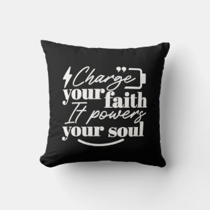 Coussin Citation chrétienne motivante – Rechargez votre fo