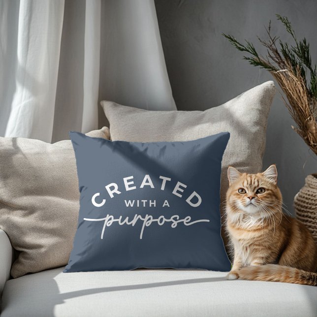 Coussin citation Christian bleu marine Pillow (Créateur téléchargé)