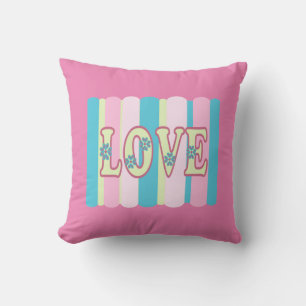 Coussin Citation d'amour mignonne Feminine Pastel rose jau