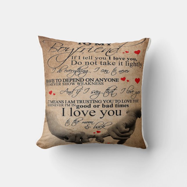 Coussin Citation d'amour pour petit ami | Décor intérieur  (Recto)