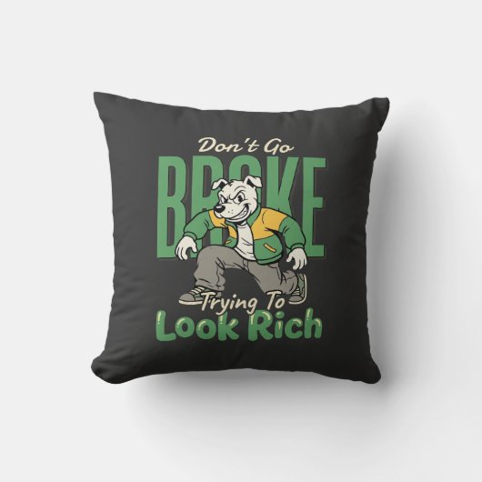 Coussin Citation d'argent de chien drôle goutte (Recto)