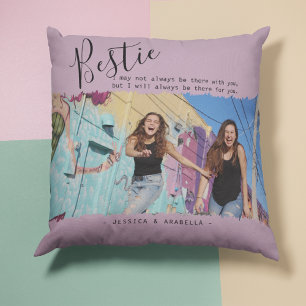 Coussin Citation de Bestie moderne Photo BFF personnalisée
