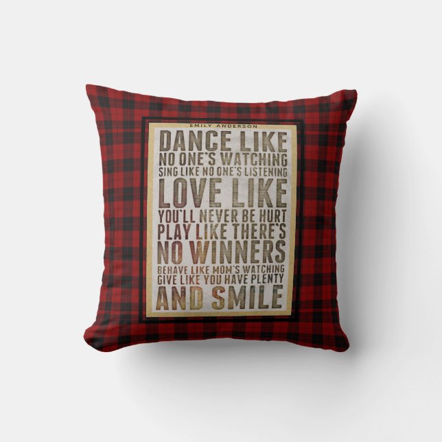 Coussin Citation de bûcheron DANSE COMME LES NOEUDS REGARD (Recto)