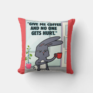 Coussin citation de café lapin