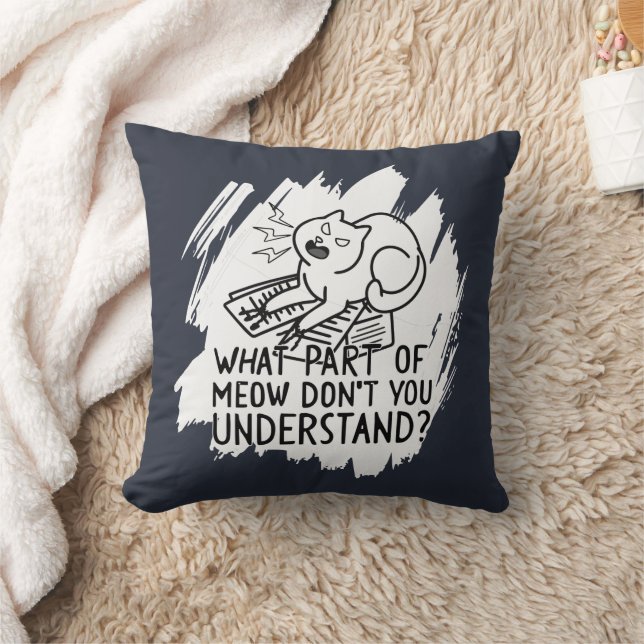 Coussin Citation de chat drôle de Splash blanc (Couverture)