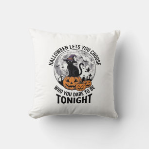 Coussin Citation de chat Halloween Citrouille Sombre Sorci