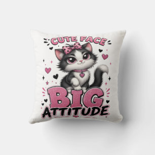 Coussin Citation de chat sassy au visage mignon et à la gr