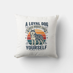 Coussin Citation de chien Husky Gravure vintage pour amate