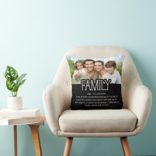 Coussin Citation de définition de famille noir