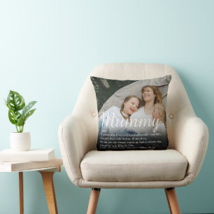 Coussin Citation de définition de Mummy écriture élégante