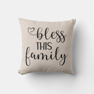 Coussin Citation de famille de lin moderne Faux