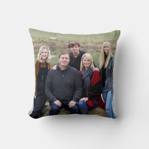 Coussin Citation de famille de photo sarcelle motif ondulé