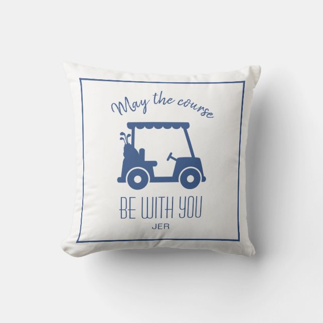 Coussin Citation de golfeur de terrain de golf bleu mignon (Recto)