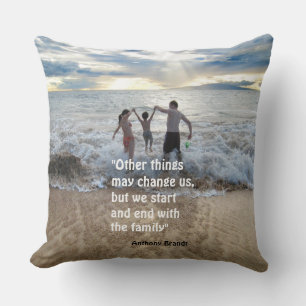 Coussin Citation de la famille Anthony Brandt fond de plag