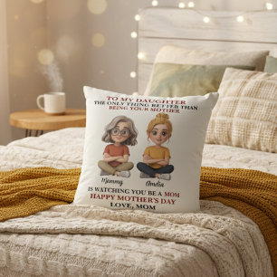 Coussin Citation de la fête des mères pour une fille deven