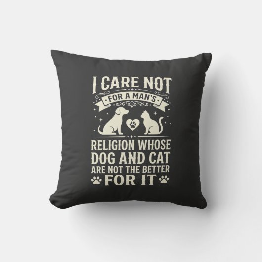 Coussin Citation de la religion du chien et du chat (Recto)