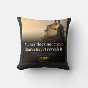 Coussin Citation de livre sur l'argent révèle le caractère