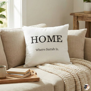Coussin Citation de Maison Personnalisée Typographie Minim