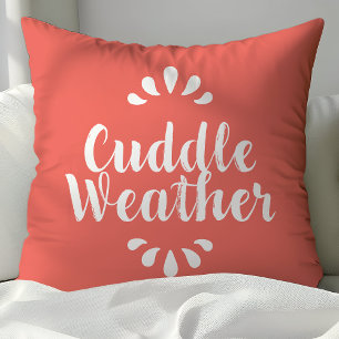 Coussin Citation de météo câline corail
