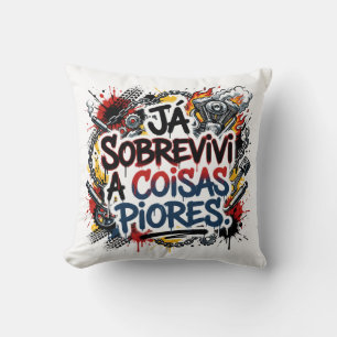 Coussin Citation de motard portugais – graffiti