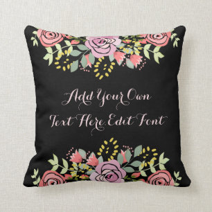 Coussin Citation de motivation florale personnalisée