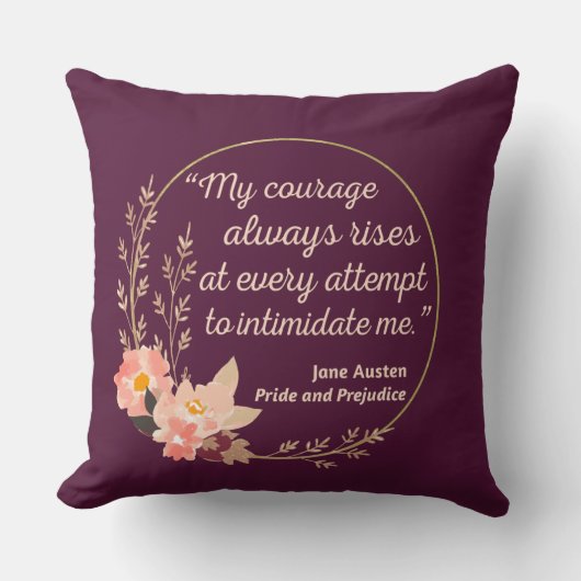 Coussin Citation de Orgueil et Préjugés I - Style Mignon (Recto)