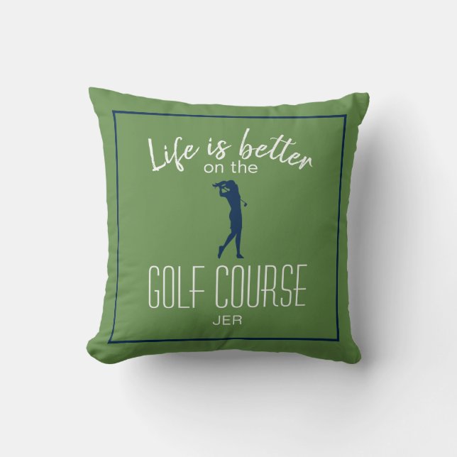 Coussin Citation de parcours de golf pour golfeuse avec mo (Recto)