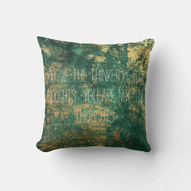Coussin Citation de pensées sur vert (Recto)