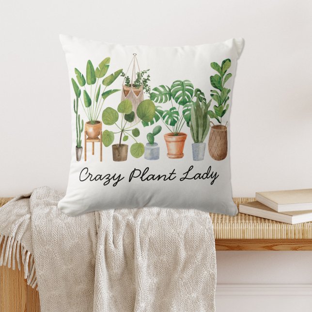 Coussin Citation de plante de maison à l'aquarelle (In situ on bench)