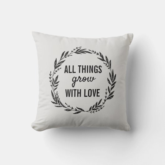 Coussin Citation de plante Tout pousse avec amour (Recto)