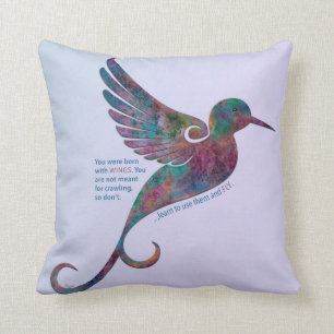 Coussin Citation de Rumi avec le colibri