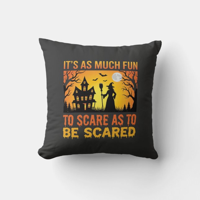 Coussin Citation de sorcière de maison hantée Halloween (Recto)
