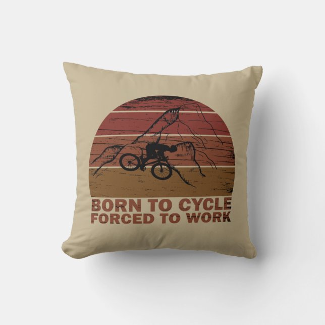 Coussin Citation de VTT motivationnelle - Cyclisme drôle (Recto)