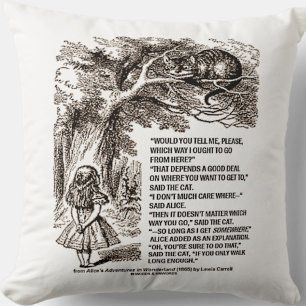 Coussin Citation de Wonderland sur la direction que je dev