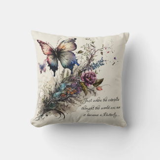 Coussin Citation d'encouragement pour papillon
