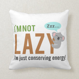 Coussin Citation drôle de koala mignon endormi Pas paresse