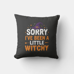 Coussin Citation drôle de petite sorcière pour Halloween