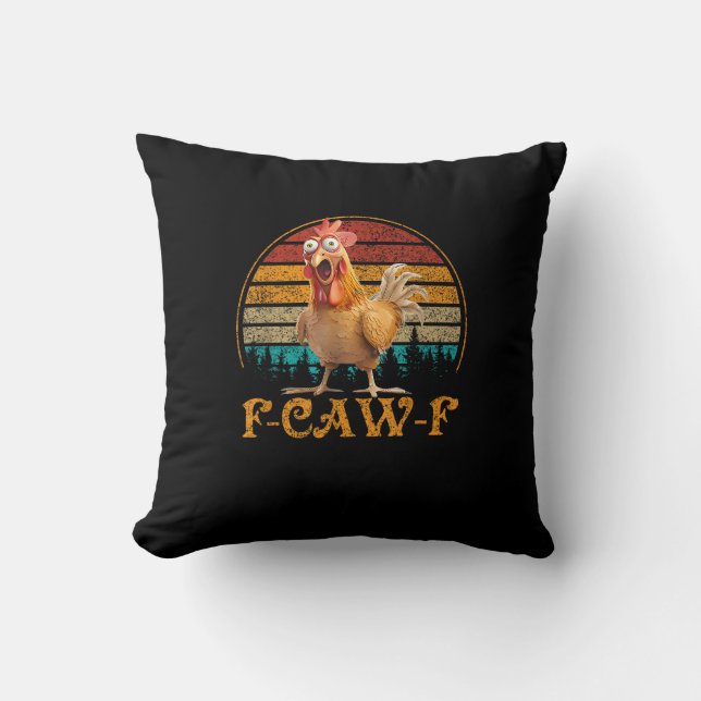 Coussin Citation drôle de poulet mème F-Caw-F (Recto)