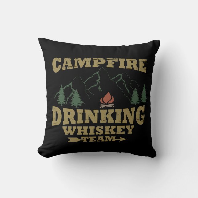 Coussin Citation drôle de whisky pour campeur (Recto)