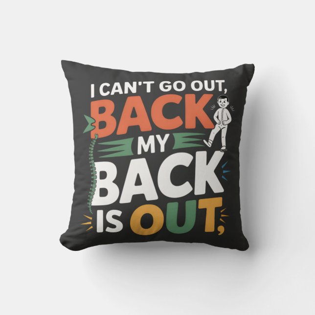 Coussin Citation drôle sur le mal de dos chiropratique (Recto)